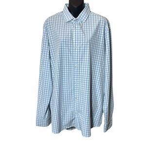 Mizzen + main mens xl leeward Hampton blue‎ gingham button up shirt trim fit
